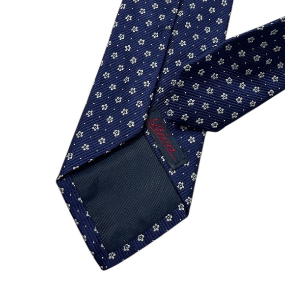 DIVA Navy/White Floral Polka Dot Silk LUXURY Tie ITALY - Picture 4 of 4
